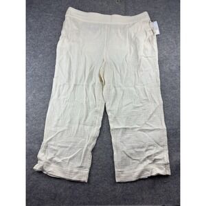 Soft Surroundings Beach Bound Pull On Gauze Crop Pants Ivory Women's Plus 2X NWT